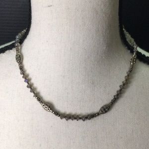Single Strand Beaded Necklace with Silver Charms with A S Clasp